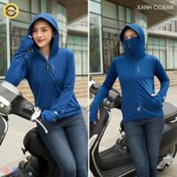 LAROMA Áo chống nắng nữ 1 lớp UPF50  Làm mát  Vải thơm  Kháng khuẩn - Xanh coban - M 38-47kg