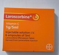 Laroscorbine 1g/5ml Bayer (Acid ascorbic) – Phòng tình trạng thiếu vitamin C (Hộp 6 ống x 5ml)