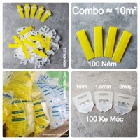 [Lát Tầm 10m2] Combo 200 Ke Lát Gạch Gồm 100 Ke Móc Và 100 Nêm Chốt - Nhựa PP Nguyên Sinh - Mạch Gạch 1mm - 1.5mm - 2mm