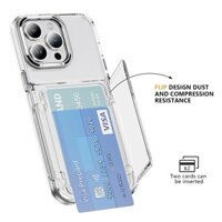Lật Thẻ Đựng Ví Ốp Lưng Điện Thoại iPhone 16 15 14 13 12 11 Pro Max 16 Plus Trong Suốt Đứng Bao Túi Chống Rơi Bảo Vệ Trong Suốt Trường Hợp