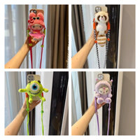 Latest cute cartoon mobile phone back clip crossbody lanyard plush toy doll doll pendant mobile phone clip doll mobile phone back clip