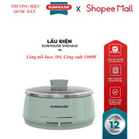 Lẩu điện 4L Sunhouse SHD4543, lòng nồi Inox 304 cao cấp siêu bền, an toàn cho sức khỏe, công suất 1300W