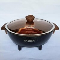 Lẩu Điện Đa Năng Nồi Nấu Lẩu Điện Mini HSK 355 Dung Tích 5.5L Công Suất Lớn Phủ Vân Đá Đẹp Mắt Tiện Lợi