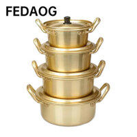 Lẩu súp FEDAOG, Tai đôi bằng nhôm có nắp Nồi mì Ramen, Vàng phong cách Hàn Quốc Dễ dàng làm sạch Nồi nấu mì đa năng Nồi cảm ứng Gas