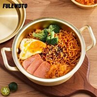 Lẩu súp FILEWOTO, Nồi mì Ramen nhôm vàng, Tai đôi thương mại có nắp Đa năng Dễ dàng làm sạch Nồi nấu mì Dụng cụ nấu ăn nhà bếp