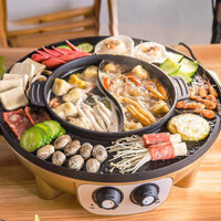 Lẩu và thịt nướng Nồi chiên điện tất cả trong một và bếp nấu shabu-shabu Máy nướng thịt điện gia dụ