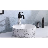 Lavabo bàn sứ cao cấp họa tiết hoa văn V667