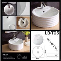 Lavabo đặt bàn bằng sứ màu trắng kiểu dáng mới, Chậu rửa mặt hình vuông