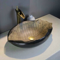 Lavabo đặt bàn hình chiếc là, Chậu rửa mặt hình chiếc lá - Lavabo sứ nghệ thuật hình chiếc lá,Chậu rửa tay gốm sứ giả cổ