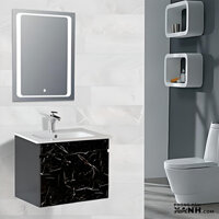 Lavabo Tủ Nhựa PVC Đen Vân Đá TN-7609