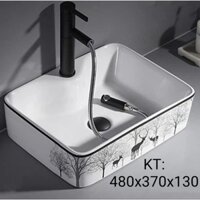 lavabo vuông đặt bàn đá LB02