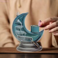 Lavelvet Đầu đốt hương chảy ngược, Bút chì gốm tinh tế hình mặt trăng, Trang trí thanh lịch Giá đỡ nến để bàn