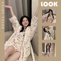 [LavieEnRose] Bộ ngủ Pijama bông nhung mịn 3 món chấm bi nhiều màu cute dễ thương