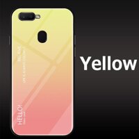 【Lazashow】For OPPO A5s / A7 Gradient Glass+TPU Anti-Scratch Shockproof  Backcover Phone Case