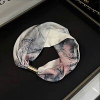 Lazy Neck Simple Elegant Satin Spring Summer Scarf Versatile Decorative High-Quality Silk Scarf Magnetic Buckle Scarf V4EQ