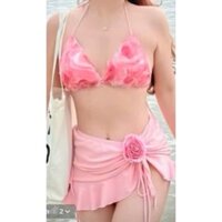 LB 04 Bộ đồ bơi, sét bikini đi biển HOA HỒNG 3D may 2 lớp dày dặn quyến rũ, tôn dáng ODERI