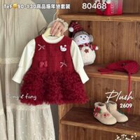 LB - Set váy dạ đỏ HELLO KITTY+áo len tăm(5-13)