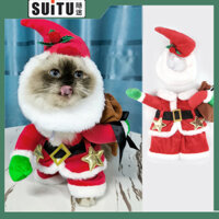 Lbg Mèo Trang Phục Giáng Sinh Có Mũ, Thú Cưng Santa Ngôi Sao Thắt Lưng Trang Phục Quần Áo, Mèo Vui Nhộn Mùa Đông Ấm Áp Trang Phục, Cổ Áo Khoác Thú Cưng Cho Mèo Con Chó Con