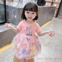 Lbh-kids Bé Gái Mùa Hè Đầm Công Chúa In Hình Hoạt Hình Tay Ngắn Chữ A Đầm Dự Tiệc Cho Quần Áo Dễ Thương