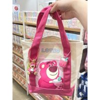 [LC] Túi vải canvas túi tote học sinh hoạt hình dễ thương túi gấu dâu dung tích lớn