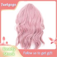 LC210-1 Curly Wavy Wig Pink Pastel Short Bob Synthetic Cosplay Costume