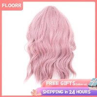 LC210-1 Curly Wavy Wig Pink Pastel Short Bob Synthetic Cosplay Costume