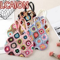 Lcaion Cut-Out Boho Túi Vintage Móc Hoa Handmade Rỗng Túi Xách