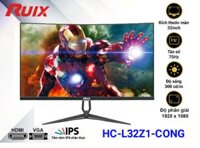 LCD 32” RUIX HC-L32Z1 CONG Chính hãng (IPS – VGA, HDMI, 1920×1080, 75Hz, 1500R, 3 cạnh viền mỏng, Kèm cáp HDMI, Dây nguồn 3.5m, Đế Chữ V) + Tặng 1 Headphone 7.1