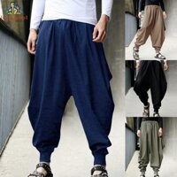 [Lck]Modern Men's Loose Harem Trousers Baggy Hakama Pants for Contemporary Streetwear