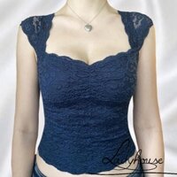 Ldd-áo xe tăng Mini mùa hè dành cho nữ màu đen không tay cắt thấp ren hoa Skinny Crop Tops