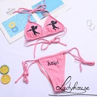 Ldd-bộ đồ Bikini 2 món dành cho nữ, Áo ngực buộc dây lưng Push Angel, Quần lót tam giác chữ quây bên, Đồ bơi đi biển gợi cảm cho nữ