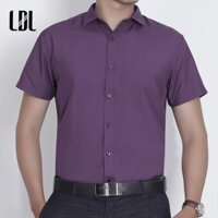 LDL - Luxury Áo Sơ Mi Nam Tím Ngắn Tay Cao Cấp