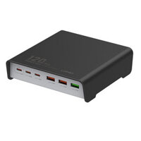 LDNIO 120W 6-Port USB Charger 3USB-A+3USB-C QC3.0 2.0 AFC FCP VOOC Fast Charging Desktop Charging Station EU Plug for iP
