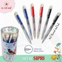 [Lẻ 1 cây] Bút viết bi Gstar Sippri / Sipri thân trong suốt ngòi 0.5mm (Sản xuất tại Thái Lan)