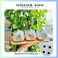 Lẻ 1 hũ vuông vẽ nhiều họa tiết, men hỏa biến đựng trà, bánh kẹo, ô mai - khay mứt tết - HOANG ANH CERAMICS Đựng Gia Vị