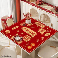Lễ hội Khăn trải bàn vuông màu đỏ năm mới Tấm trải bàn vuông cách nhiệt Tấm trải bàn bằng da chống thấm nước và chống dầu
