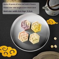 Lễ hội trung thu Khuôn bánh trung thu ép tay Hoa sen lục giác Lá sen tám cánh 63g4 miếng Hộ gia đình Iced Mung Bean Cake Diy Press Máy mài khuôn bánh trung thu