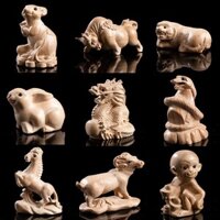 [LẺ] Mô hình Tượng 12 Con Giáp Gỗ Chạm Khắc Mộc Mạc Đáng Yêu Dùng Trang Trí, Quà Tặng Cho Sếp, Bạn Gái