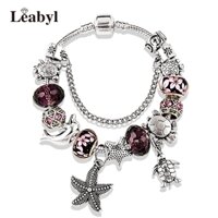 Leabyl Hàng Mới Về Tím Pha Lê Đại Dương Phong Cách Quyến Rũ Vòng Tay Cổ Bạc Sao Biển Rùa Hạt Vòng Tay Trang Sức