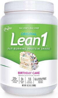 Lean 1 Birthday Cake Protein Powder Meal Replacement Shakes By Nutrition 53, Lactose & Gluten Free with Green Coffee Bean Extract, 23 Serving Tub -...