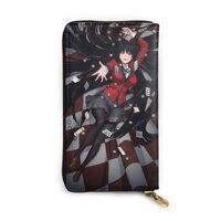 Leather Clutch Anime Kakegurui Wallet Zipper Women Fashion Wristlet Purses Bag Phone Credit Multi Card Holder Organizer Wallets