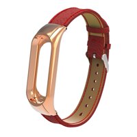 Leather Replacement Strap Wristband Watchband Accessories for Xiaomi Mi Band 3 Smart Watch Bracelet - Red