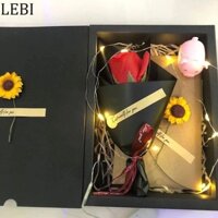 LEBI Hộp quà tặng chữ hoa xà phòng hoa hồng DIY, hộp quà bó hoa cỏ nhẹ của người yêu.