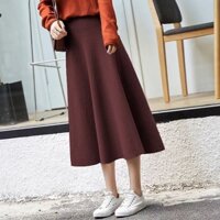 LEC008 - Chân váy len nữ dài 72cm, dáng chữ A trẻ trung, dấu eo dễ dàng phối đồ - Nâu                          - 37885173                                                       Yêu thích