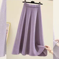 LEC008 - Chân váy len nữ dài 72cm, dáng chữ A trẻ trung, dấu eo dễ dàng phối đồ - Tím                          - 37885174                                                       Yêu thích