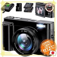 Lecnippy Digital Camera 4K Digital Camera with 32GB Micro SD Card Auto focus function 180 degree rotatable display 48 megapixels 16x zoom Image stabilization Webcam Selfie camera 3 inch large screen Beauty face filter 52mm UV filter included 2 batteries C