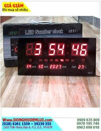 LED JH-3615 LED Number Clock / Đồng hồ treo tường LỊCH VẠN NIÊN và hiển thị Nhiệt độ |36cmx15cmx3cm| số LED ĐỎ /B.hành 6tháng |CÒN HÀNG