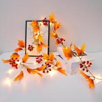 LED Night Lights Waterproof Maple Leaves String Lights - With Red Berry