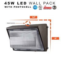 LED Security Light Dusk to Dawn Wall Pack, 45 Watts Replaces 175MH - 4500 Lumens, 5000K, Commercial Grade, UL & DLC