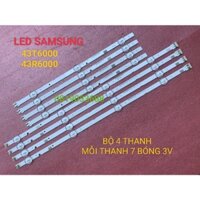 LED TIVI SAMSUNG 43T6000 43T6500 43R6000 MỚI 100% BỘ 4 THANH MỖI THANH 7 BÓNG 3V GỒM 4 THANH 4 BÓNG + 4 THANH 3 BÓNG